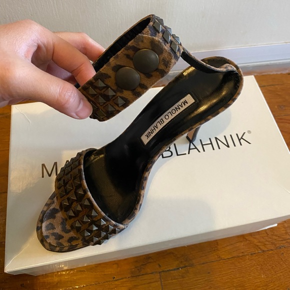 Manolo Blahnik slingback leopard print heels with ankle cuff! Size 35 - Picture 6 of 9